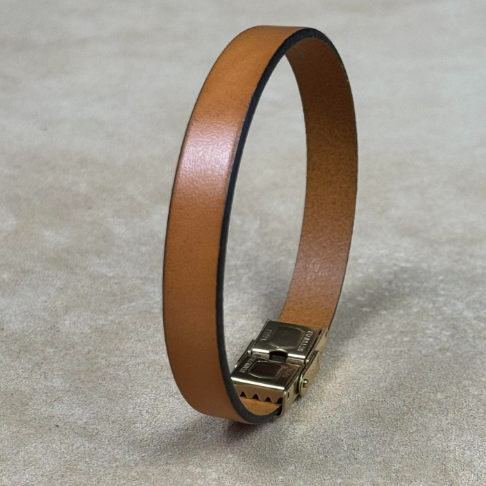 Bratara din piele naturala, Cleo, maro cognac
