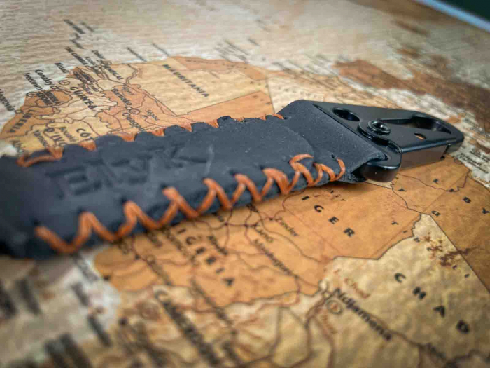 Breloc din piele naturala, lucrat si cusut manual, Nero, Negru [2]