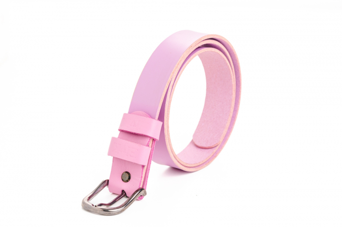 Curea din piele naturala roz 30 mm, lucrata manual, Styx, Handmade [3]