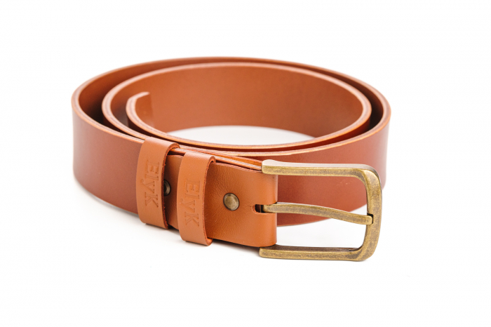 Curea din piele naturala maro 40 mm, lucrata manual, Styx, Handmade [2]