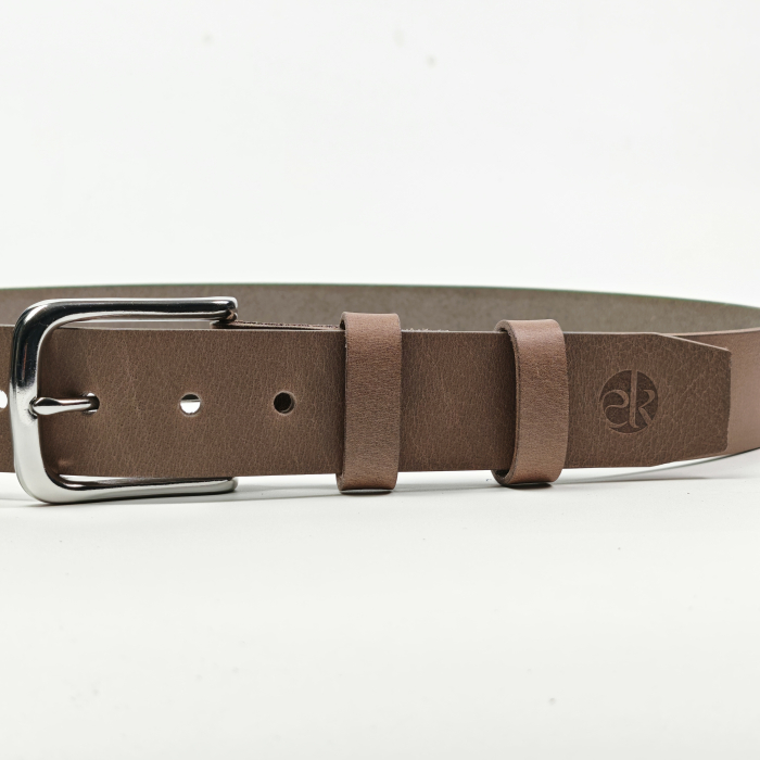 Curea piele naturala 40 mm, Leda, gri, catarama solida [2]