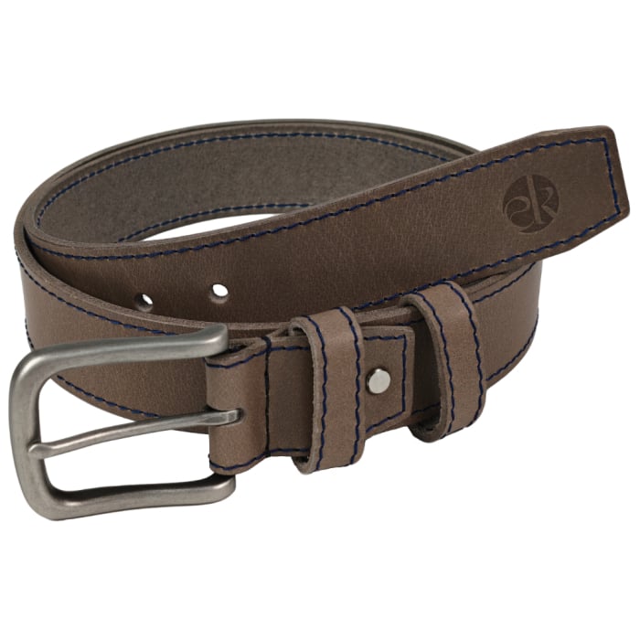 Curea piele naturala 40 mm, Styx, gri, cusutura bleumarin, catarama solida [1]