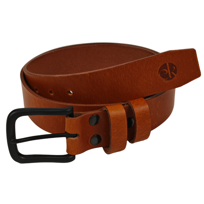 Curea piele naturala 40 mm, Leda, maro cognac, catarama solida [1]