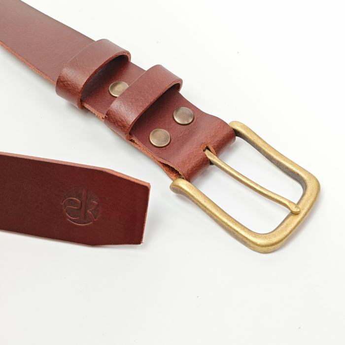 Curea piele naturala 40 mm, Leda, maro inchis, catarama solida [3]