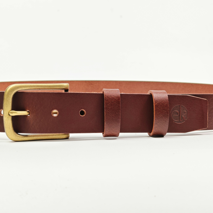 Curea piele naturala 40 mm, Leda, maro inchis, catarama solida [2]