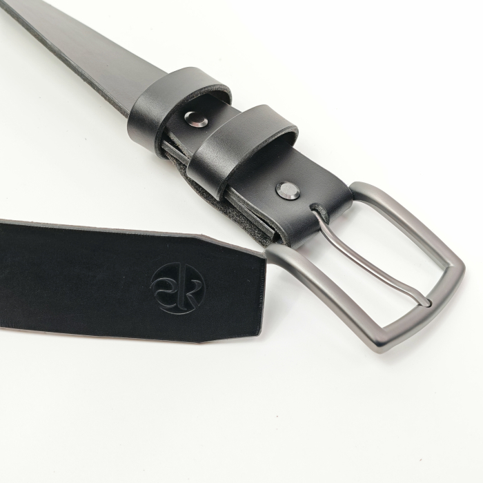 Curea piele naturala 40 mm, Leda, neagra, catarama solida [3]