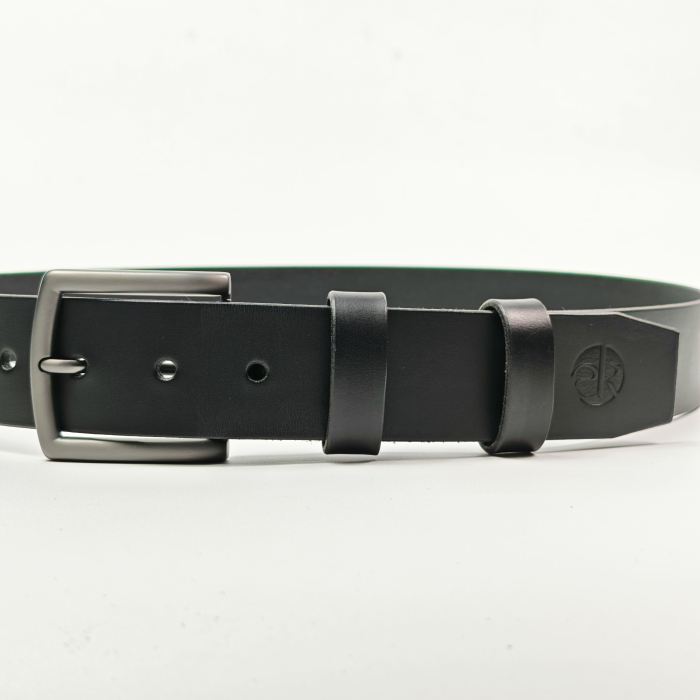 Curea piele naturala 40 mm, Leda, neagra, catarama solida [2]