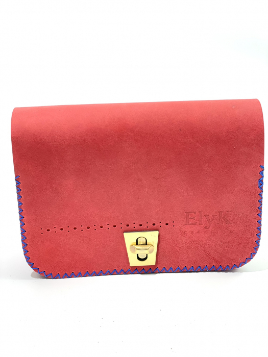 Geanta dama din piele naturala, handmade, Rosie, cusuta manual, Sarah, produsa in Romania [4]