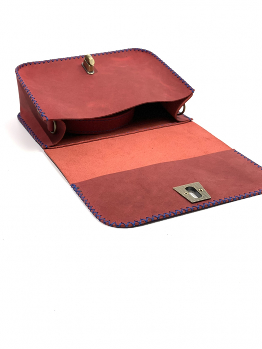 Geanta dama din piele naturala, handmade, Rosie, cusuta manual, Sarah, produsa in Romania [5]