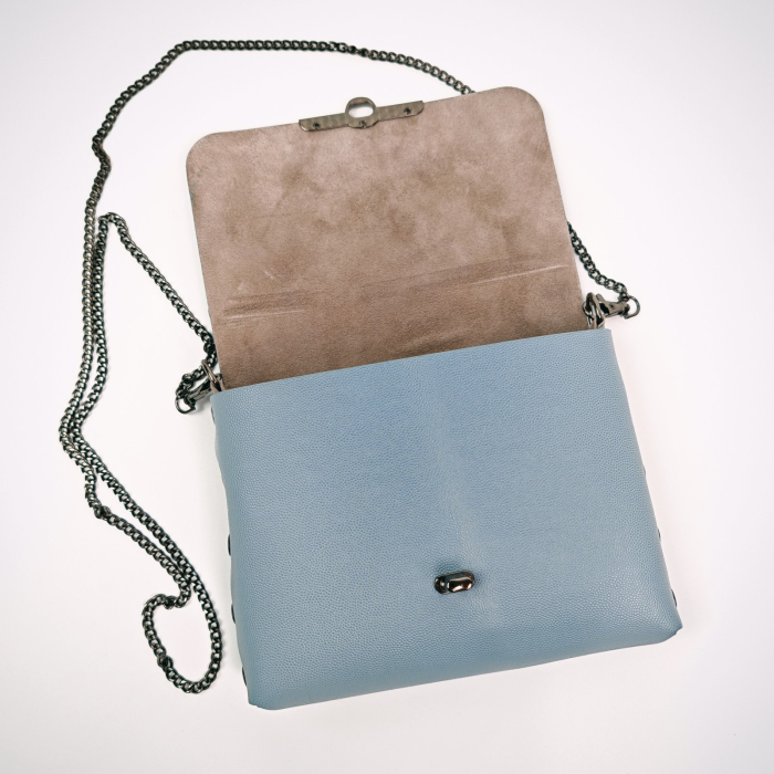 Geanta dama din piele naturala, Mony, Gri, imprimeu pisica de mare [4]