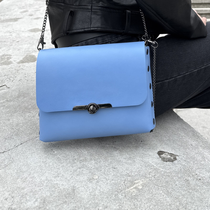 Geanta dama din piele naturala, Mony, albastra [7]