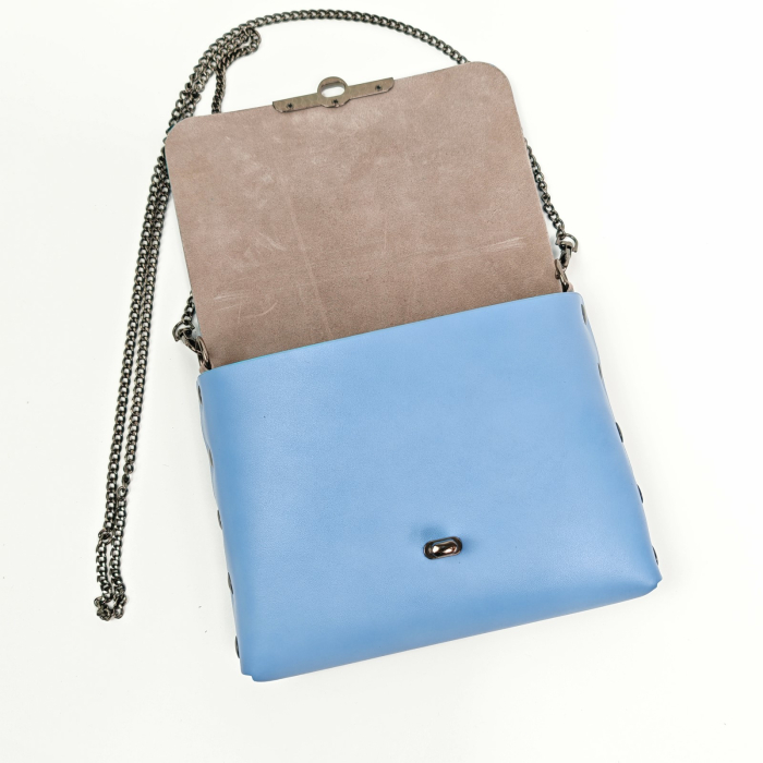 Geanta dama din piele naturala, Mony, albastra [2]