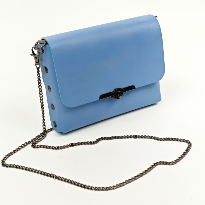 Geanta dama din piele naturala, Mony, albastra [3]