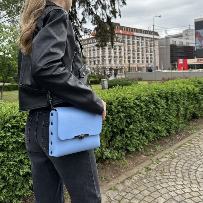 Geanta dama din piele naturala, Mony, albastra [5]