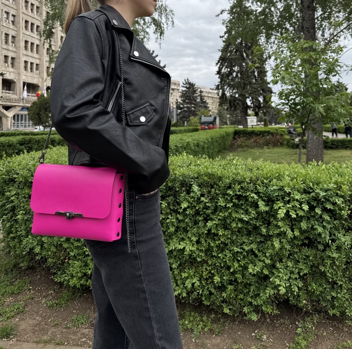 Geanta dama din piele naturala, Mony, roz [2]