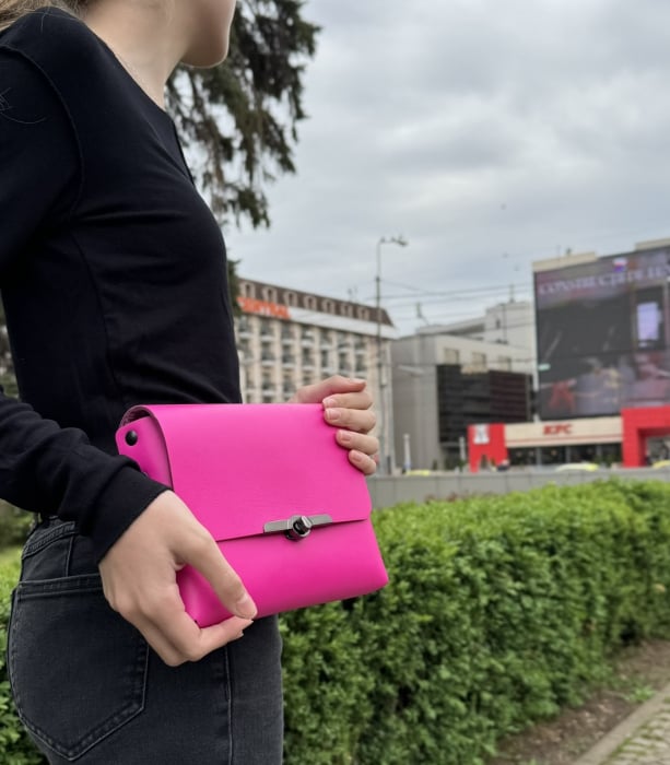 Geanta dama din piele naturala, Mony, roz [5]