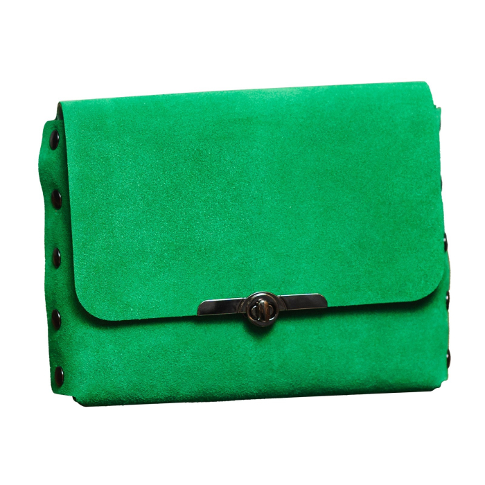 Geanta dama din piele naturala, Mony, verde, piele intoarsa [5]