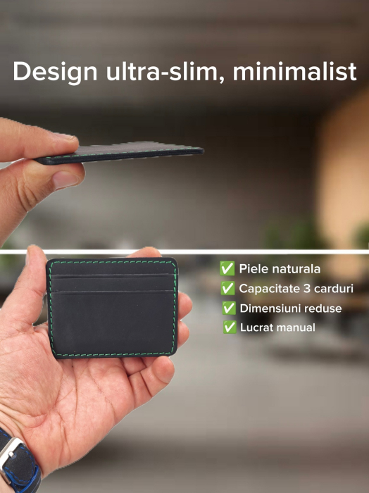 Portcard din Piele Naturala Duma Mini – Suport Minimalist 3 Carduri, Design Super Slim [3]