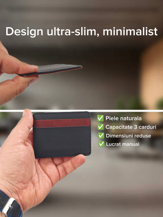 Portcard din Piele Naturala Duma Mini – Suport Minimalist 3 Carduri, Design Super Slim [3]