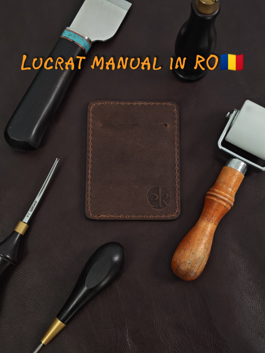 Portcard Personalizat din Piele Naturala Duma Mini – Suport Carduri Gravat Manual, Design Ultra Slim [4]