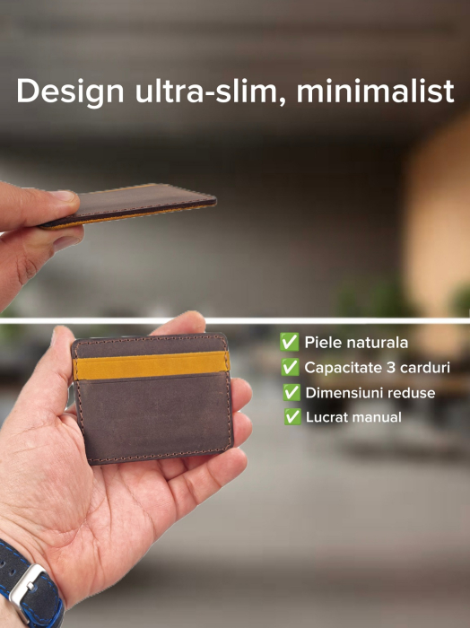 Portcard Personalizat din Piele Naturala Duma Mini – Suport Carduri Gravat Manual, Design Ultra Slim [4]