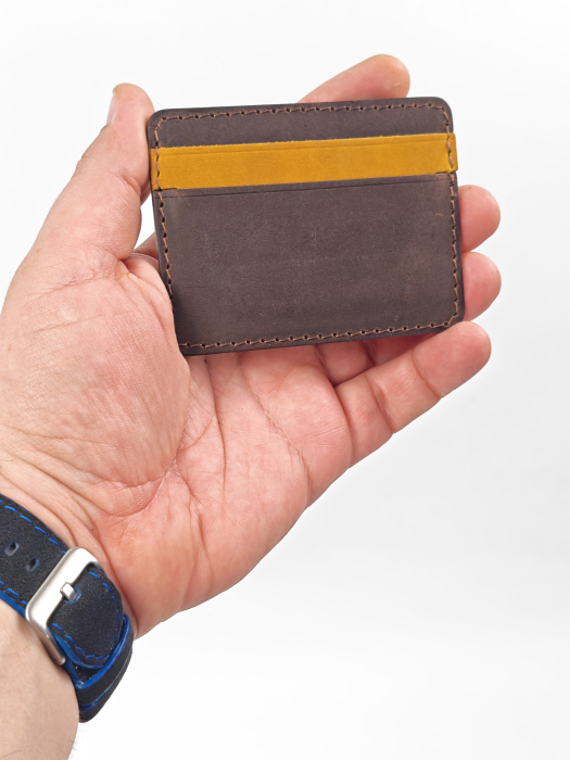 Portcard Personalizat din Piele Naturala Duma Mini – Suport Carduri Gravat Manual, Design Ultra Slim [6]