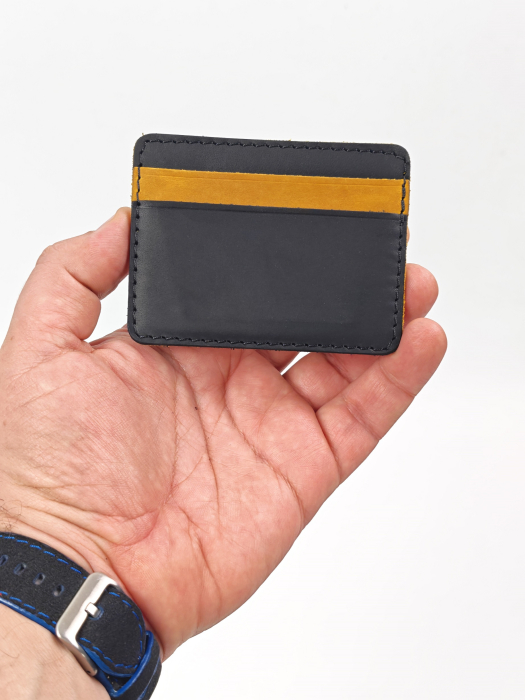 Portcard Personalizat din Piele Naturala Duma Mini – Suport Carduri Gravat Manual, Design Ultra Slim [5]