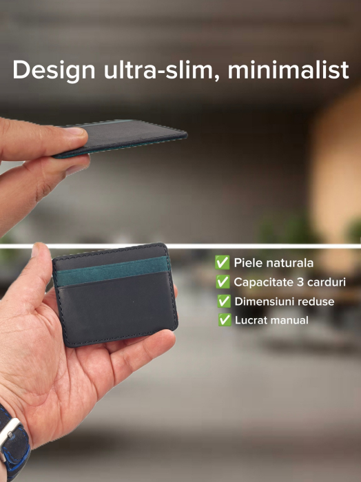 Portcard Personalizat din Piele Naturala Duma Mini – Suport Carduri Gravat Manual, Design Ultra Slim [4]