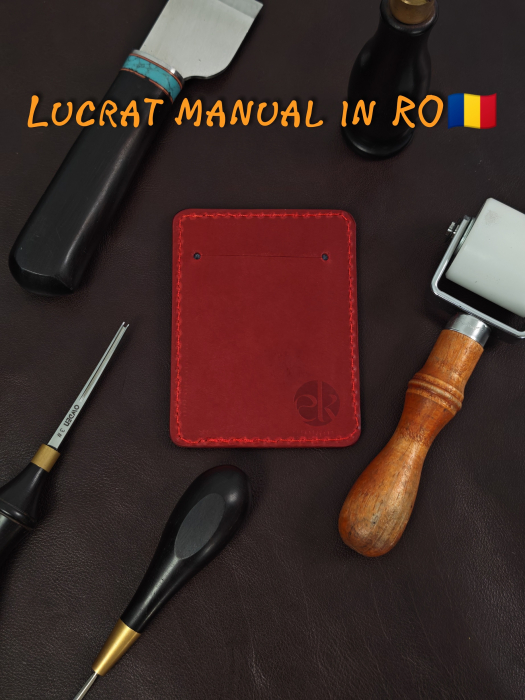 Portcard Personalizat din Piele Naturala Duma Mini – Suport Carduri Gravat Manual, Design Ultra Slim [4]