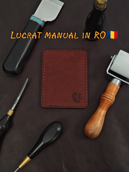 Portcard Personalizat din Piele Naturala Duma Mini – Suport Carduri Gravat Manual, Design Ultra Slim [4]