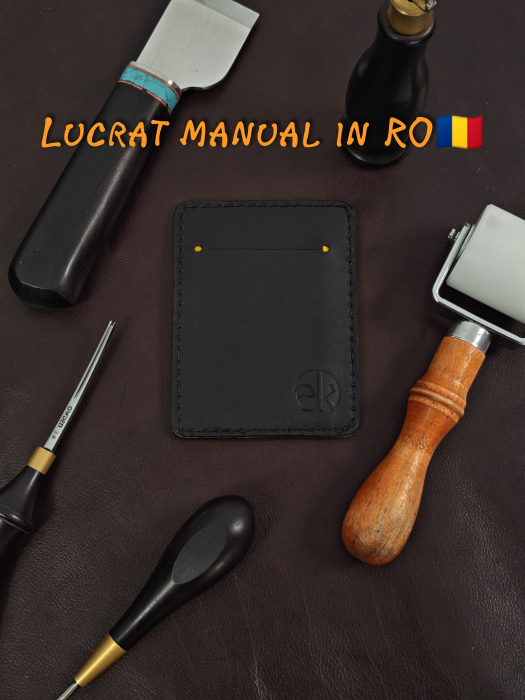 Portcard Personalizat din Piele Naturala Duma Mini – Suport Carduri Gravat Manual, Design Ultra Slim [3]