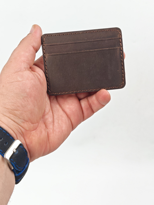 Portcard Personalizat din Piele Naturala Duma Mini – Suport Carduri Gravat Manual, Design Ultra Slim [6]