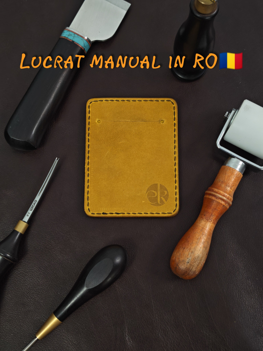 Portcard Personalizat din Piele Naturala Duma Mini – Suport Carduri Gravat Manual, Design Ultra Slim [3]
