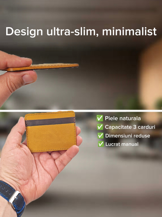 Portcard Personalizat din Piele Naturala Duma Mini – Suport Carduri Gravat Manual, Design Ultra Slim [3]