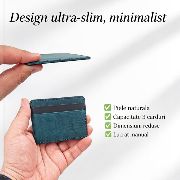 Portcard din Piele Naturala Duma Mini – Suport Minimalist 3 Carduri, Design Super Slim [2]