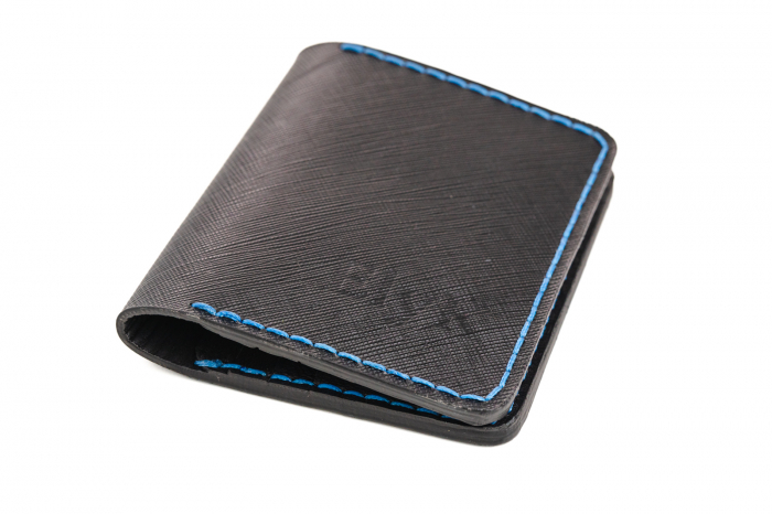 Portcard din piele naturala, lucrat si cusut manual, Orion, Handmade, Negru print [2]