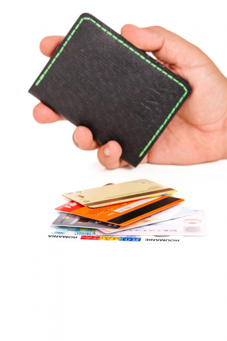 Portcard din piele naturala, lucrat si cusut manual, Orion, Handmade, Negru print ( cusatura verde ), Produs in Romania [6]