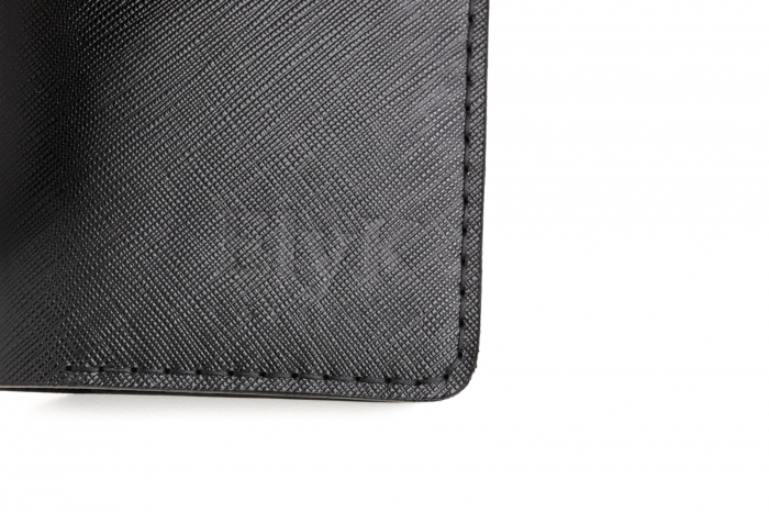 Portcard din piele naturala, lucrat si cusut manual, Orion, Handmade, Negru print ( cusatura neagra ) [5]