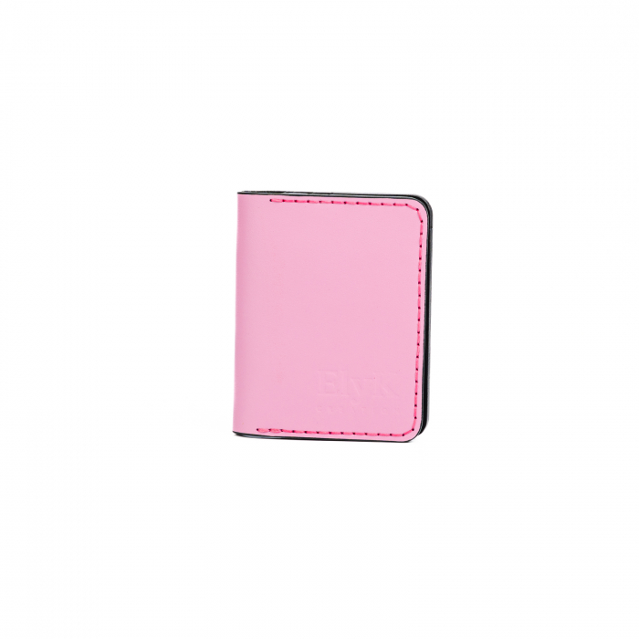 Portcard din piele naturala, lucrat si cusut manual, Orion, Handmade, Roz, Produs in Romania [5]