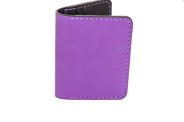 Portcard din piele naturala, lucrat si cusut manual, Orion, Handmade, Mov [3]
