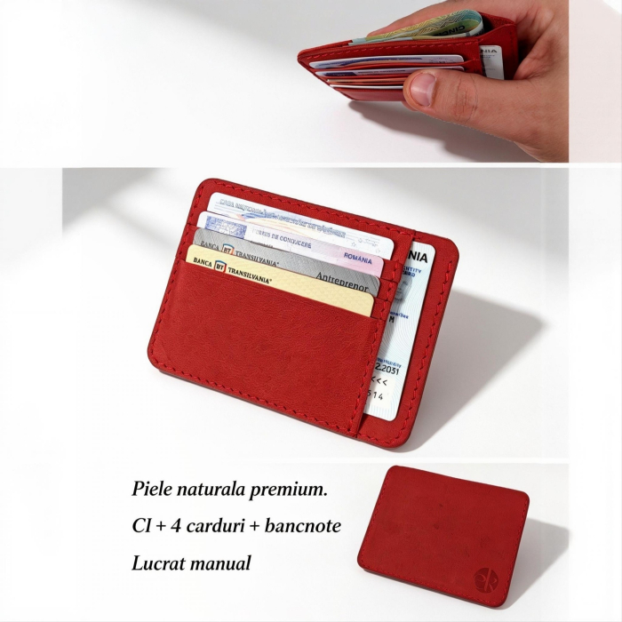 Portcard Minimalist din Piele Naturala Duma – Suport Subtire de Buzunar, Diverse Culori [2]