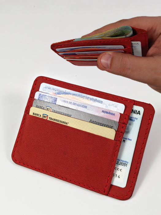 Portcard Minimalist din Piele Naturala Duma – Suport Subtire de Buzunar, Diverse Culori [5]