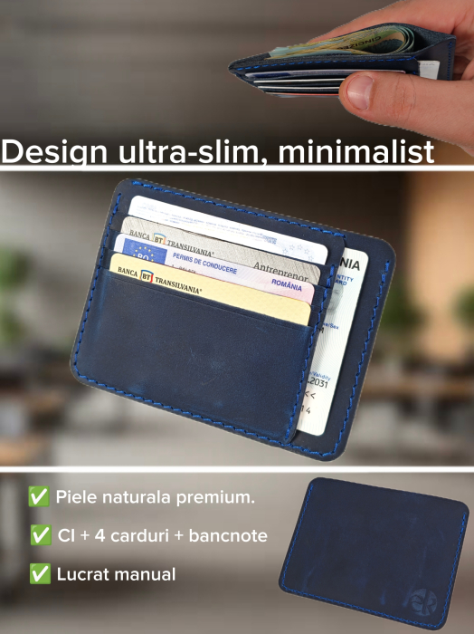 Portcard Minimalist din Piele Naturala Duma – Suport Subtire de Buzunar, Diverse Culori [2]