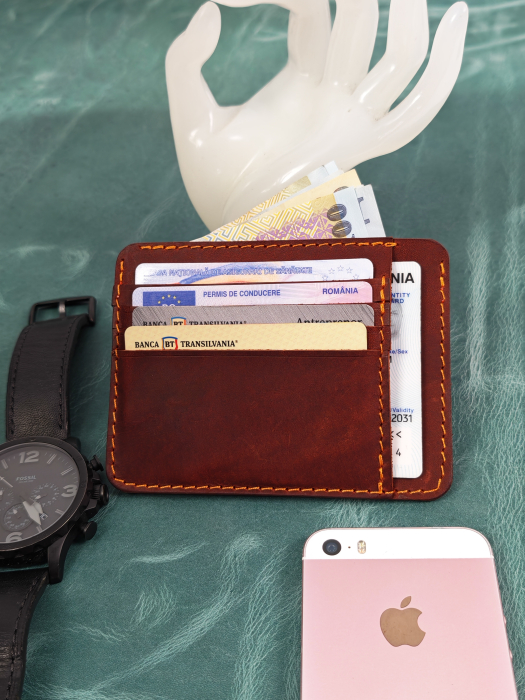 Portcard Personalizat din Piele Naturală Duma – Portofel Minimalist Gravat, Diverse Culori [5]