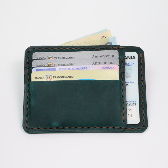 Portcard Minimalist din Piele Naturală , Duma, Turcoaz [3]