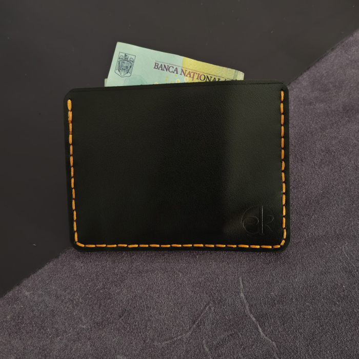Portcard Minimalist din Piele Naturală , Duma, Negru [2]
