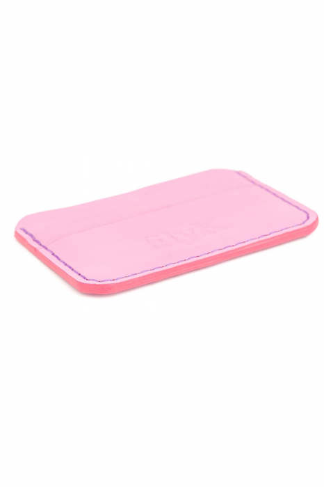 Portcard minimalist din piele naturala, lucrat si cusut manual, Leto, Handmade, Roz, Produs in Romania [4]