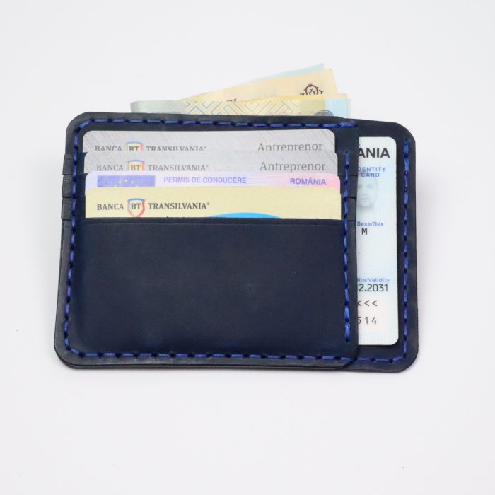 Portcard Minimalist din Piele Naturală , personalizabil, Duma, Albastru [5]