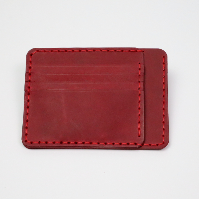 Portcard Minimalist din Piele Naturală , personalizabil, Duma, Rosu [3]