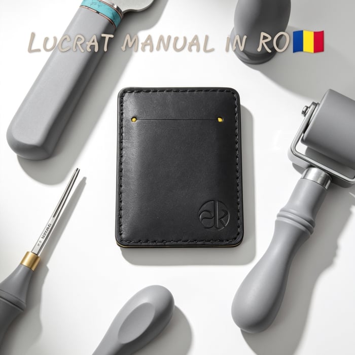 Portcard Personalizat din Piele Naturala Duma Mini – Suport Carduri Gravat Manual, Design Ultra Slim [4]